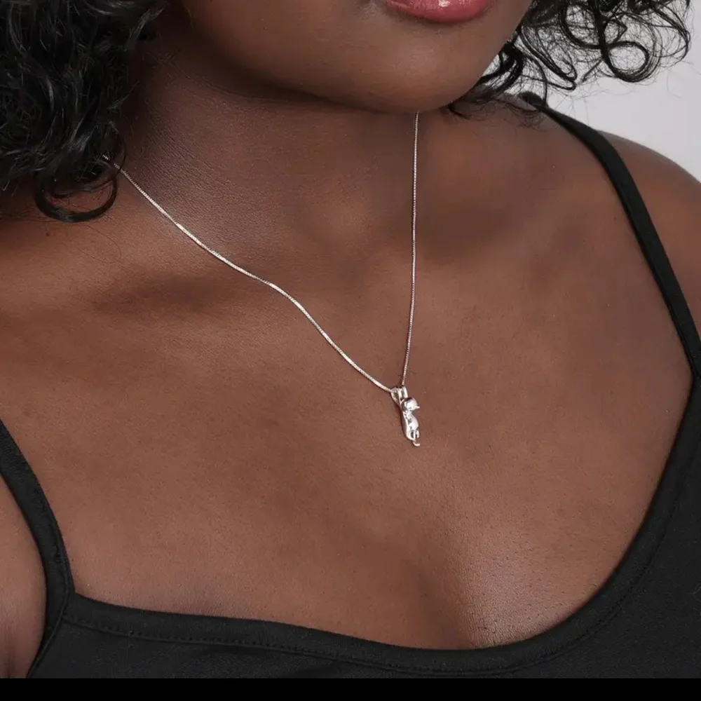 Sterling Silver Cat Pendant Minimalist Necklace